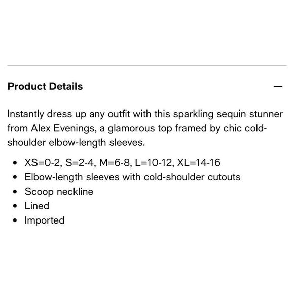 Alex Evenings Sequin Cold Shoulder Top - Picture 8 of 8